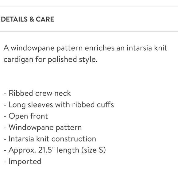 Vince Camuto Windowpane Open Front Knit Cardigan Sweater Gray NEW - Picture 9 of 9